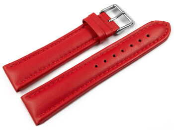 Uhrenarmband echt Leder glatt rot 18mm Stahl