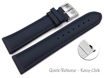Schnellwechsel Uhrenband Leder glatt dunkelblau 24mm Schwarz