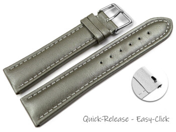 Schnellwechsel Uhrenband Leder glatt dunkelgrau wN 18mm Stahl