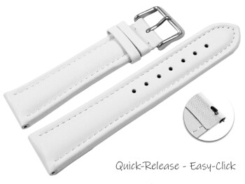 Schnellwechsel Uhrenband Leder glatt weiß 18mm Stahl