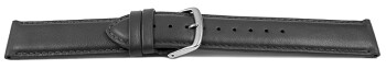 Uhrenarmband dunkelgrau glattes Leder leicht gepolstert 24mm Schwarz