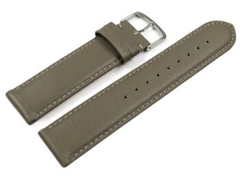 Uhrenarmband Taupe glattes Leder leicht gepolstert 12mm Stahl