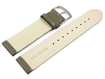 Uhrenarmband Taupe glattes Leder leicht gepolstert 22mm Stahl