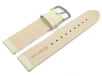 Uhrenarmband Creme glattes Leder leicht gepolstert 12mm Stahl