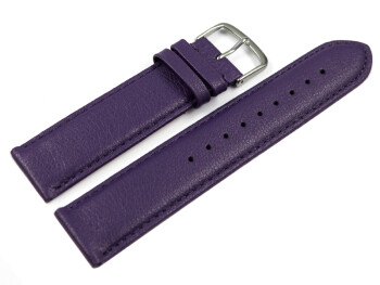 Uhrenarmband Aubergine glattes Leder leicht gepolstert 22mm Stahl