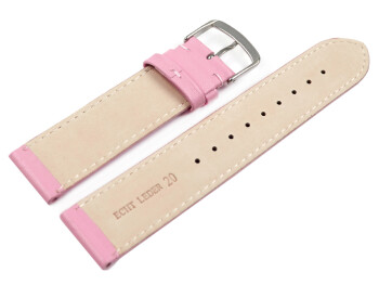 Uhrenarmband pink glattes Leder leicht gepolstert 28mm Stahl