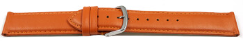 Uhrenarmband orange glattes Leder leicht gepolstert 16mm Schwarz