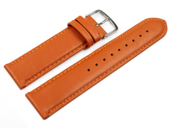 Uhrenarmband orange glattes Leder leicht gepolstert 16mm Schwarz
