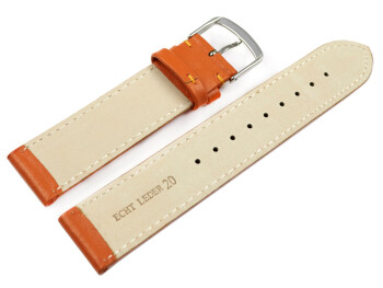 Uhrenarmband orange glattes Leder leicht gepolstert 20mm Gold