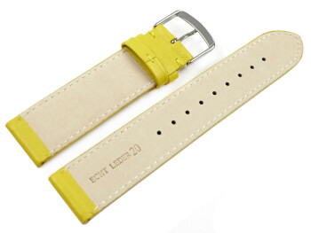 Uhrenarmband gelb glattes Leder leicht gepolstert 12mm Schwarz
