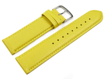 Uhrenarmband gelb glattes Leder leicht gepolstert 18mm Schwarz
