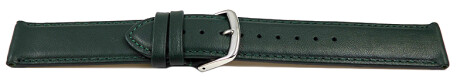 Uhrenarmband dunkelgrün glattes Leder leicht gepolstert 12mm Stahl
