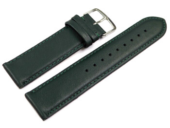 Uhrenarmband dunkelgrün glattes Leder leicht gepolstert 16mm Stahl