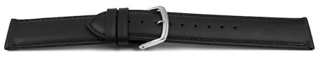 Uhrenarmband schwarz glattes Leder leicht gepolstert 28mm Stahl