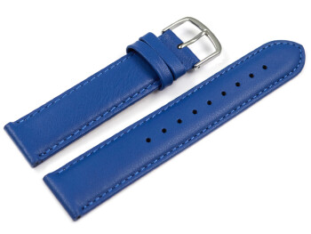 Uhrenarmband blau glattes Leder leicht gepolstert 24mm Stahl