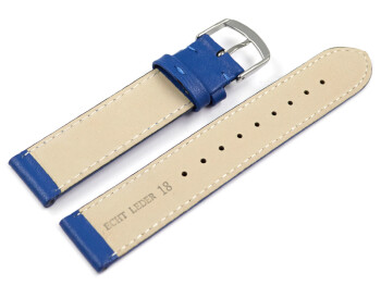 Uhrenarmband blau glattes Leder leicht gepolstert 28mm Stahl