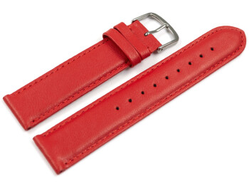 Uhrenarmband rot glattes Leder leicht gepolstert 28mm Schwarz