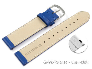 Schnellwechsel Uhrenarmband blau glattes Leder leicht gepolstert 26mm Gold