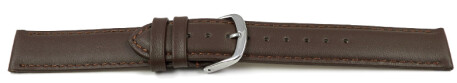 Schnellwechsel Uhrenarmband dunkelbraun glattes Leder leicht gepolstert 22mm Stahl