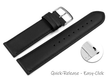 Schnellwechsel Uhrenarmband schwarz glattes Leder leicht gepolstert 12mm Schwarz