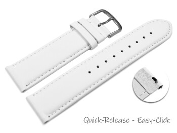 Schnellwechsel Uhrenarmband weiß glattes Leder leicht gepolstert 12mm Stahl