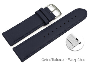 Schnellwechsel Uhrenarmband dunkelblau glattes Leder leicht gepolstert 12mm Schwarz