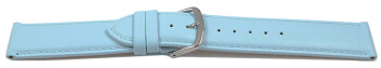 Schnellwechsel Uhrenarmband Eisblau glattes Leder leicht gepolstert 14mm Stahl