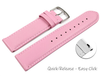 Schnellwechsel Uhrenarmband pink glattes Leder leicht gepolstert 18mm Stahl