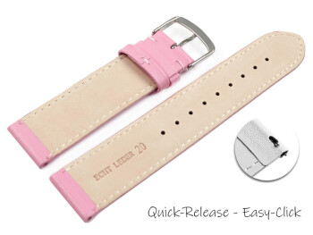 Schnellwechsel Uhrenarmband pink glattes Leder leicht gepolstert 20mm Schwarz