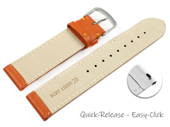 Schnellwechsel Uhrenarmband orange glattes Leder leicht gepolstert 16mm Schwarz