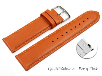 Schnellwechsel Uhrenarmband orange glattes Leder leicht gepolstert 20mm Stahl