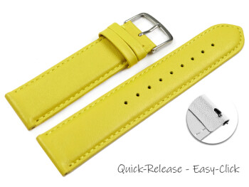 Schnellwechsel Uhrenarmband gelb glattes Leder leicht gepolstert 14mm Schwarz