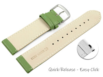 Schnellwechsel Uhrenarmband Apfelgrün glattes Leder leicht gepolstert 12mm Stahl