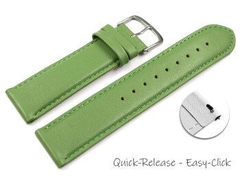 Schnellwechsel Uhrenarmband Apfelgrün glattes Leder leicht gepolstert 18mm Schwarz
