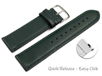 Schnellwechsel Uhrenarmband dunkelgrün glattes Leder leicht gepolstert 22mm Stahl