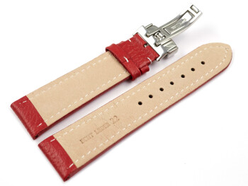 Uhrenarmband Kippfaltschließe Leder genarbt rot 18mm Schwarz