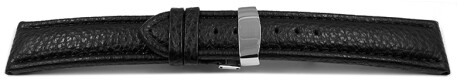 Uhrenarmband Kippfaltschließe Leder genarbt schwarz 20mm Schwarz