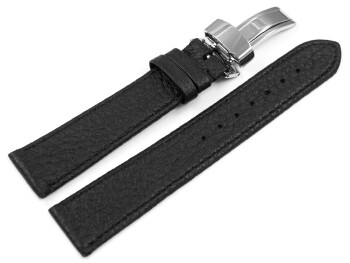 Uhrenarmband Kippfaltschließe Hirschleder ohne Polster schwarz 14mm Schwarz