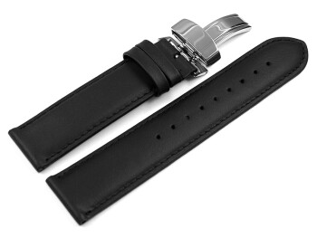 Uhrenarmband Kippfaltschließe ohne Polster Glatt schwarz 18mm Schwarz