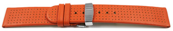 Uhrenarmband Kippfaltschließe Glatt mit Lochung orange 22mm Schwarz