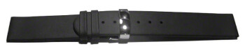 Uhrenarmband Kippfaltschließe hydrophobiertes Leder schwarz 18mm Schwarz