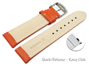 Schnellwechsel Uhrenband Leder glatt orange wN 18mm Stahl