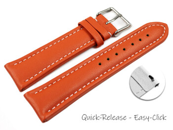 Schnellwechsel Uhrenband Leder glatt orange wN 18mm Schwarz
