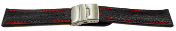 Faltschließe Uhrenband Leder genarbt schwarz rN 18mm Stahl