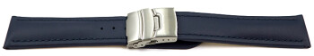 Faltschließe Uhrenband Leder Glatt dunkelblau 24mm Stahl