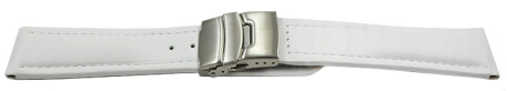 Faltschließe Uhrenband Leder Glatt weiß 18mm Stahl