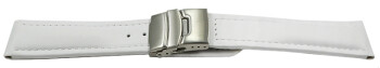 Faltschließe Uhrenband Leder Glatt weiß 20mm Stahl