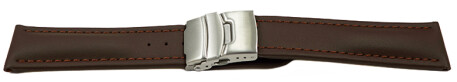 Faltschließe Uhrenband Leder Glatt dunkelbraun 18mm Stahl