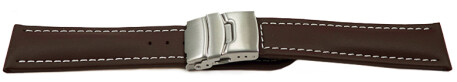 Faltschließe Uhrenband Leder Glatt dunkelbraun wN 22mm Stahl