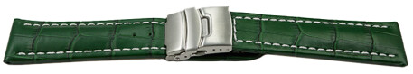 Faltschließe Uhrenarmband Leder Kroko grün wN 18mm Schwarz